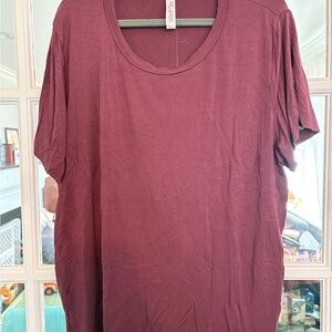 Latched mama nursing tee Soft Scoop Neck Women's Top in Burgundy wine xl